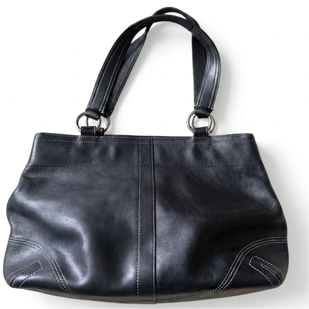 Coach Vintage Y2K Soho Black Leather Tote Satchel Double Buckle - Picture 2 of 8